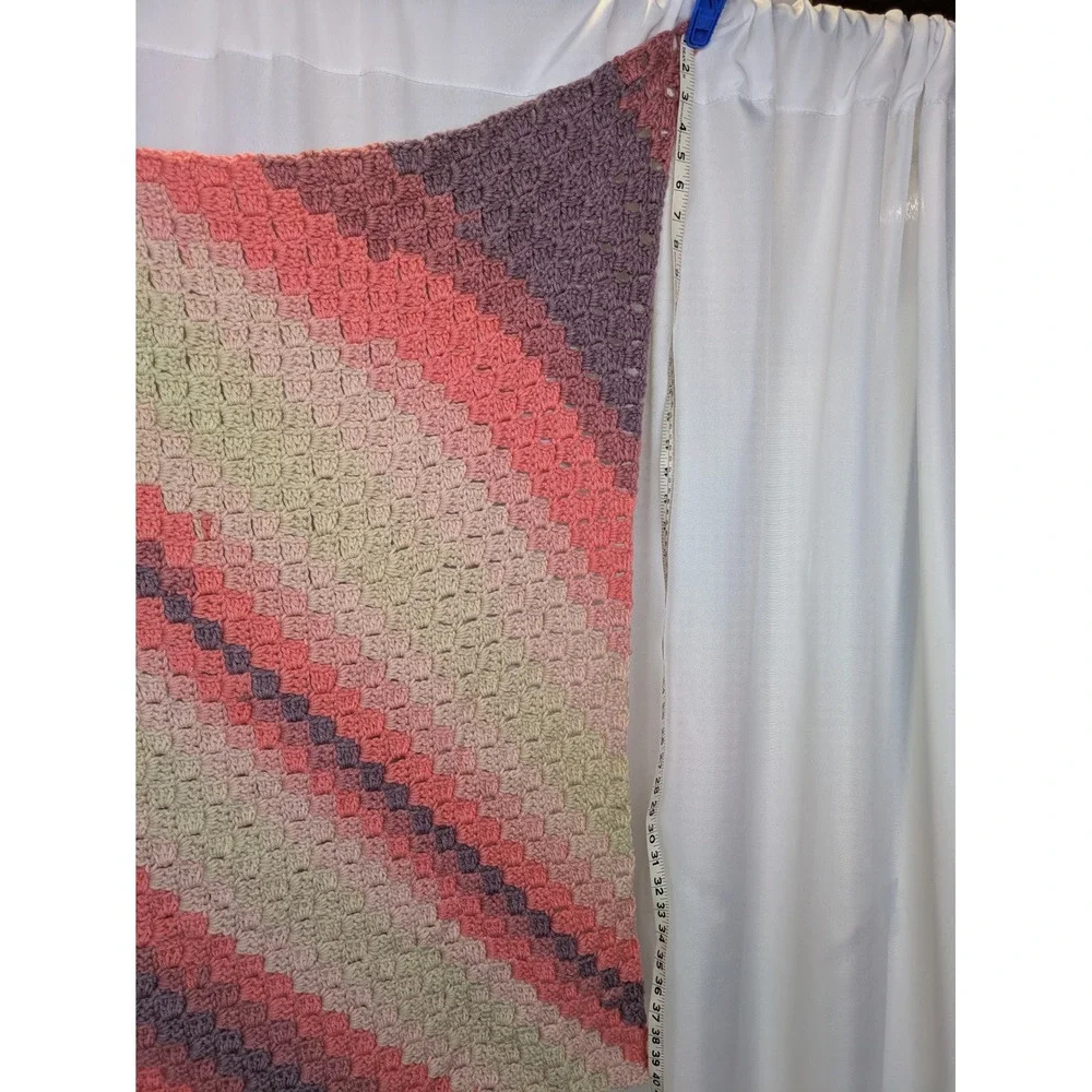 Handmade C2C Crochet Blanket‎ Throw Afghan Ombre Pink Cream Purple 40